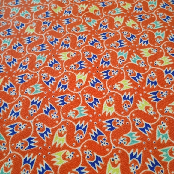 Lularoe Cassie Pencil Midi Skirt Medium Orange Print Geometric Retro Stretch - Picture 2 of 7